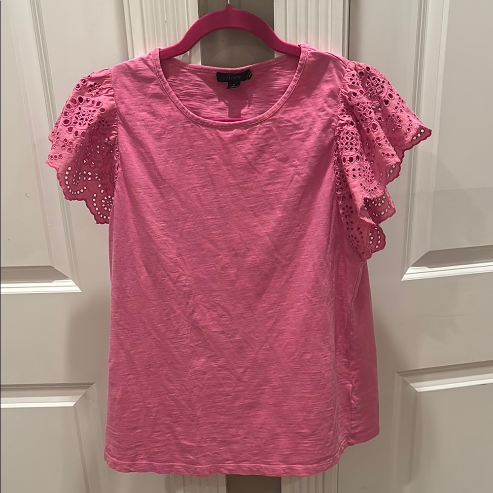 Pink Eyelet Sleeve Women's Top
